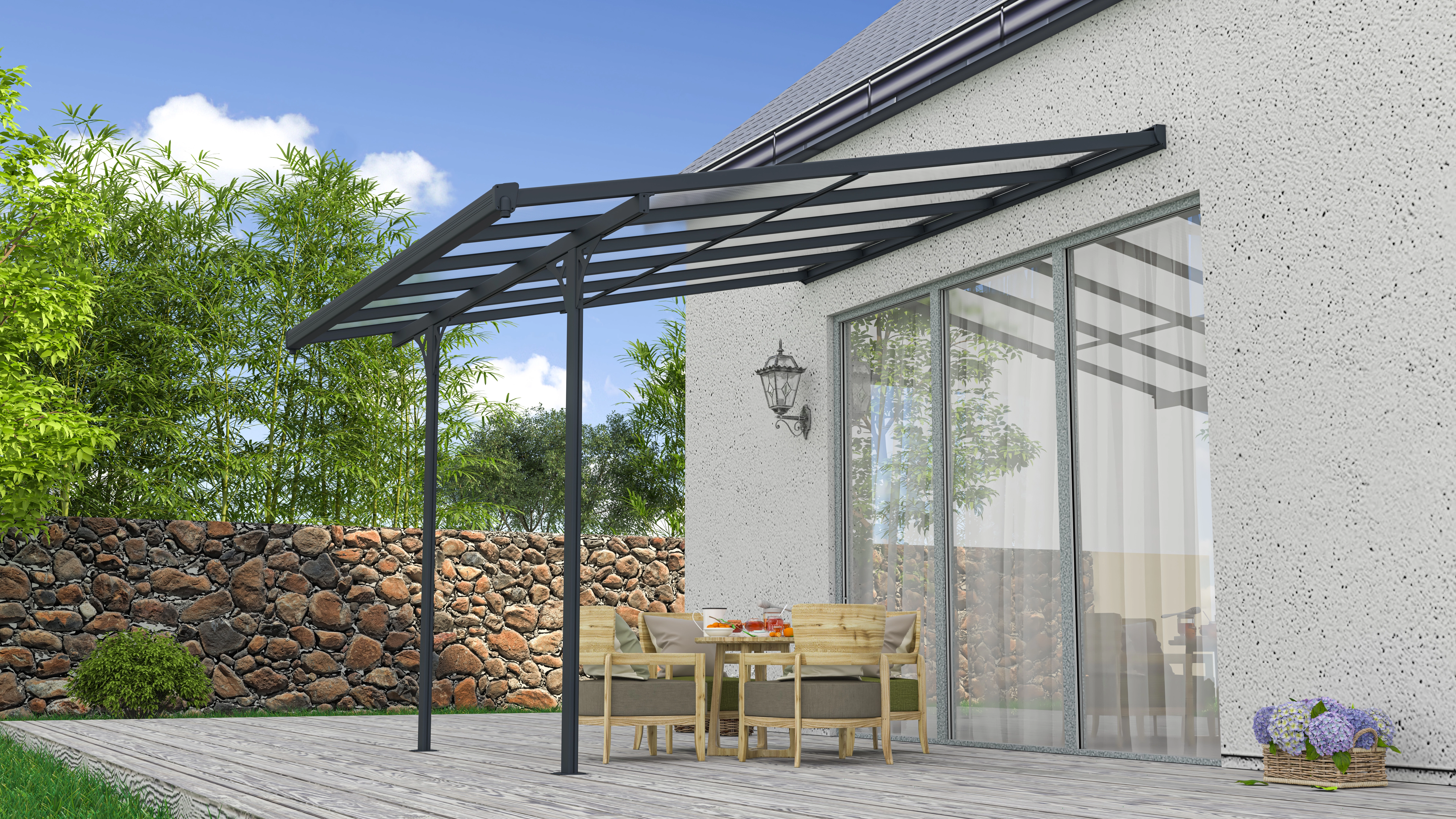 DreamGarden Unterdach-Markise 5 x 3 m Anthrazit Elektrisch Sonnenschutz |  Terrassenüberdachungen - Glasschiebewände - Alu-Zäune und mehr